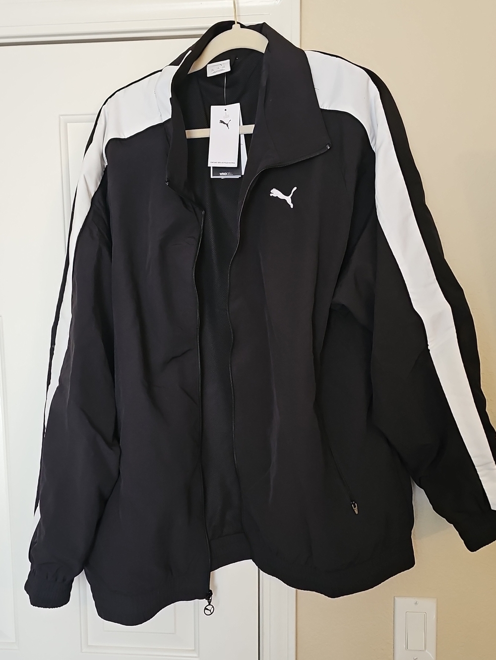 Puma Black with White Panel Men's Track Windbreaker Jacket